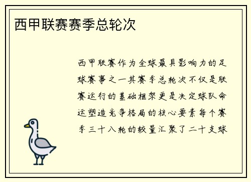 西甲联赛赛季总轮次